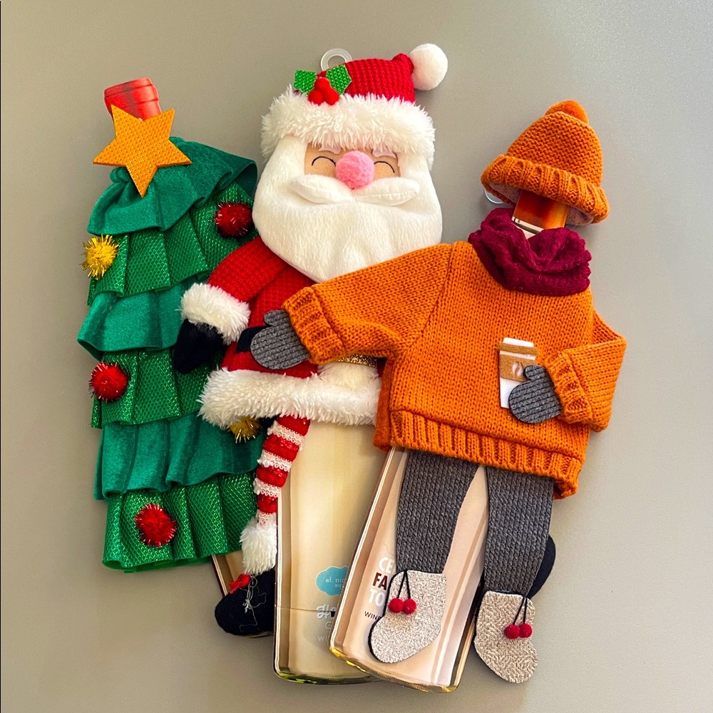 3 Festive Christmas Wine Bottle Covers